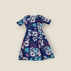 Vintage Patchwork Pockets Puffy Swing  Navy Blue Size Small☺️🎉